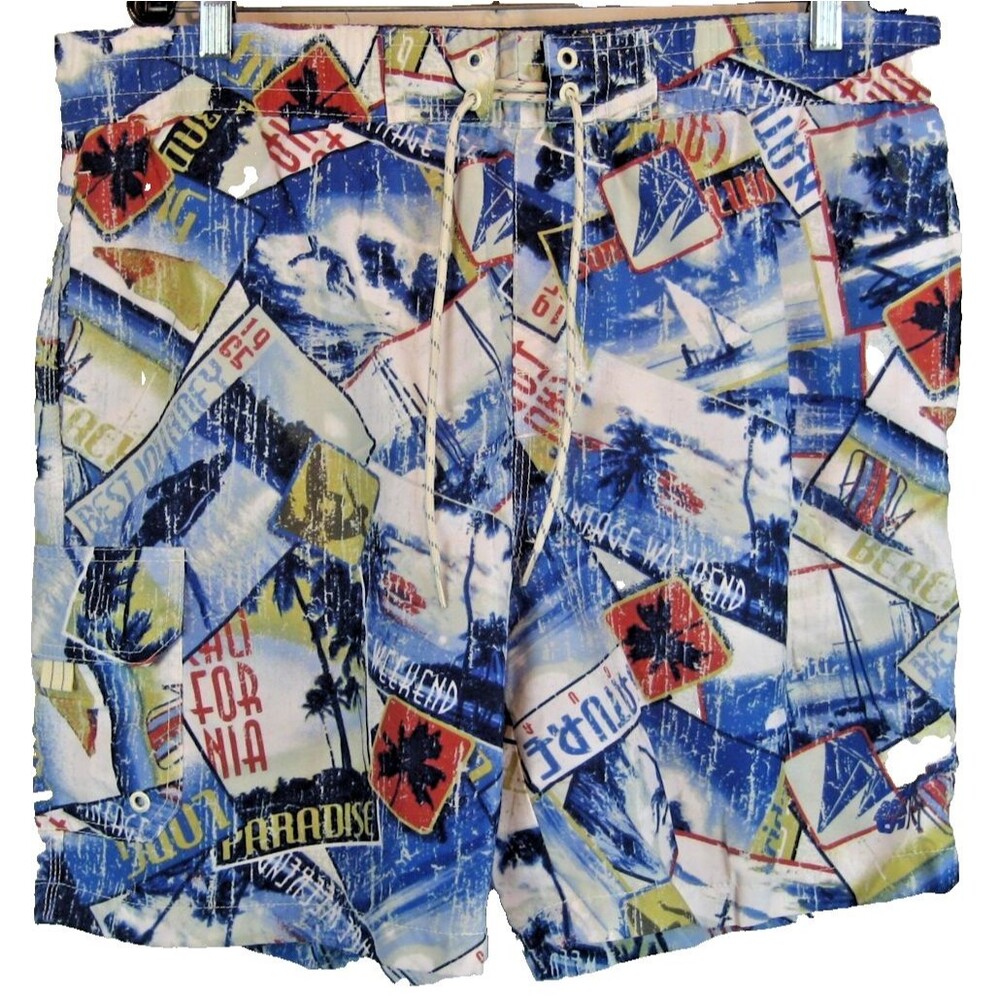 Mens Caribbean Joe Lined Aloha Island Board Shorts sz Med(38x7)